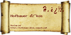 Hofbauer Ákos névjegykártya